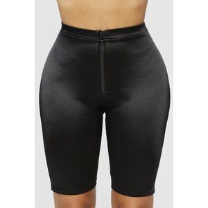 Fashion Nova Black Biker Shorts Zip Front